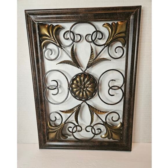 Wrought Iron Indoor Outdoor Wall Decor Brass/Copper color 18"x13"x1" - Picture 1 of 6